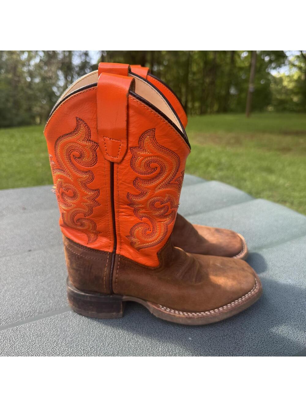 Old West Orange Kids Boots- 13d